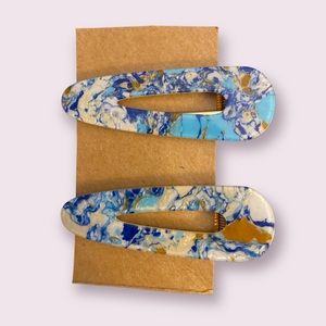 2pcs Color Block Geometric Hair Clips -#221